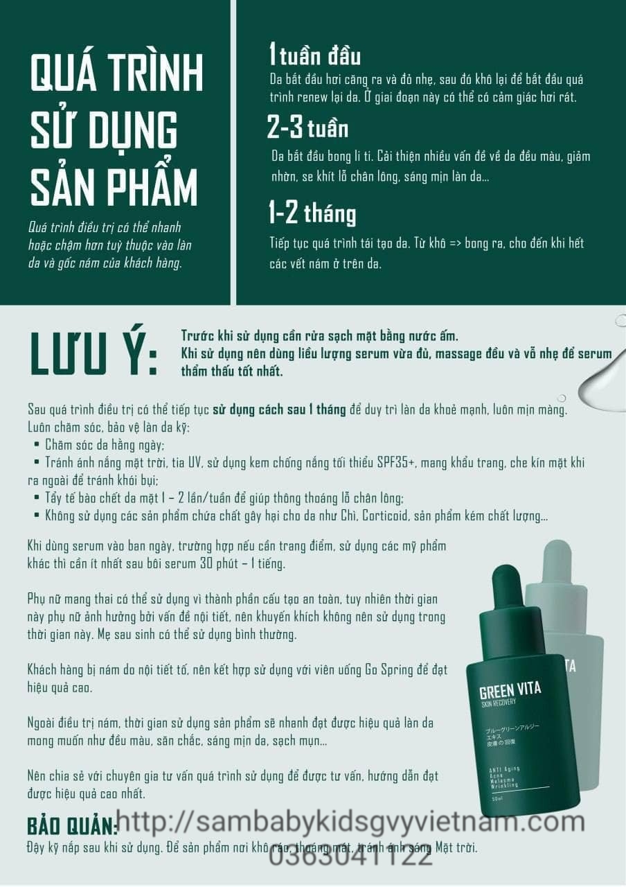 Serum tái tạo da siêu vi tảo green vita có tác dụng phụ không